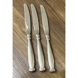 Vtg Oneida USA Glossy RATTAN Stainless Flatware Set Of 3 Dinner Knives